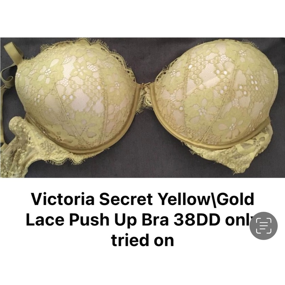 Victoria Secret Yellow Gold 38DD Lace Bra, Never Worn